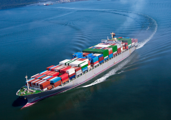 container ship turning