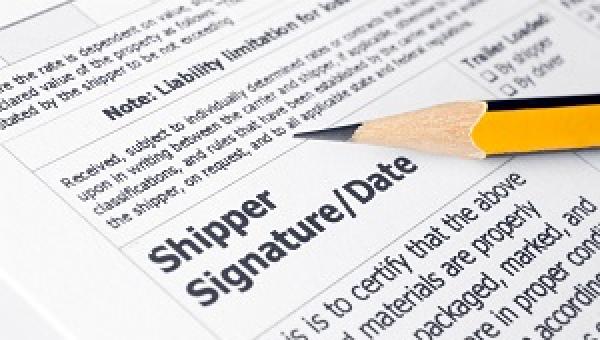 Shipper signature
